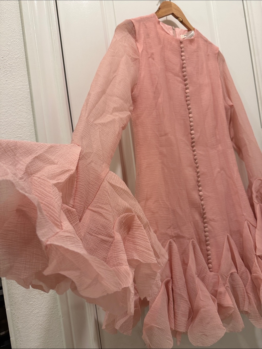 Scalloped Ruffle Mini Dress in Dusty Rose - Picture 5 of 9
